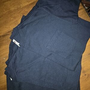 New 6 Anvil Dark Blue Cotton Workshirt Pocket T-Shirt